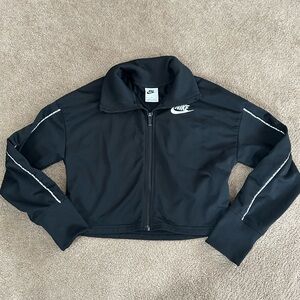 Nike Black Kids Crop Track Jacket with White Logo